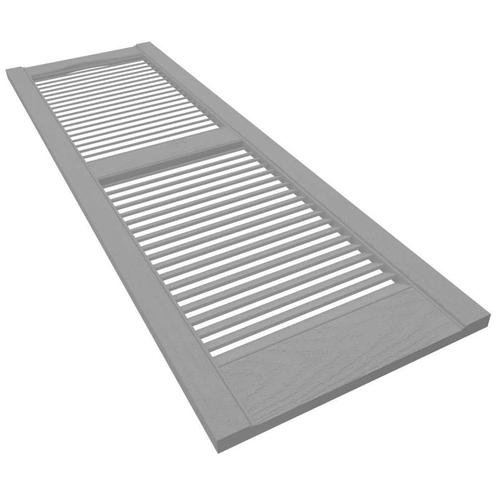 60" Gray Vinyl Louvered Exterior Shutters Pair
