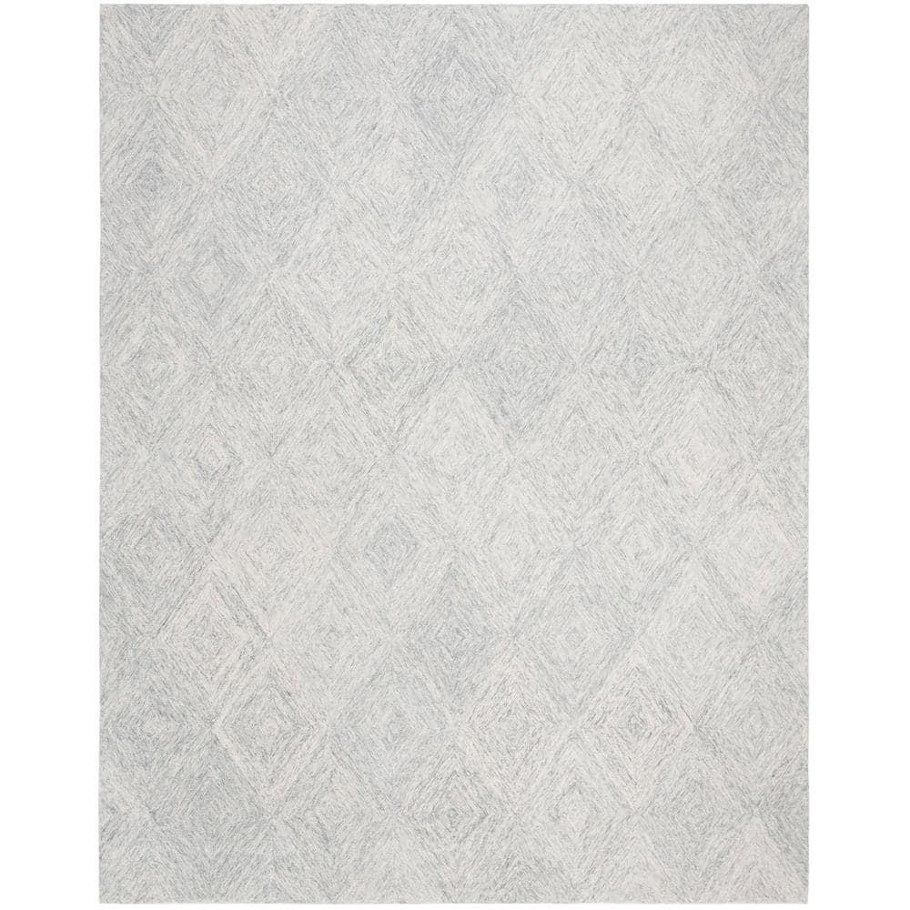 SAFAVIEH Abstract Summer Geometric Wool Area Rug, Silver, 9' x 12'
