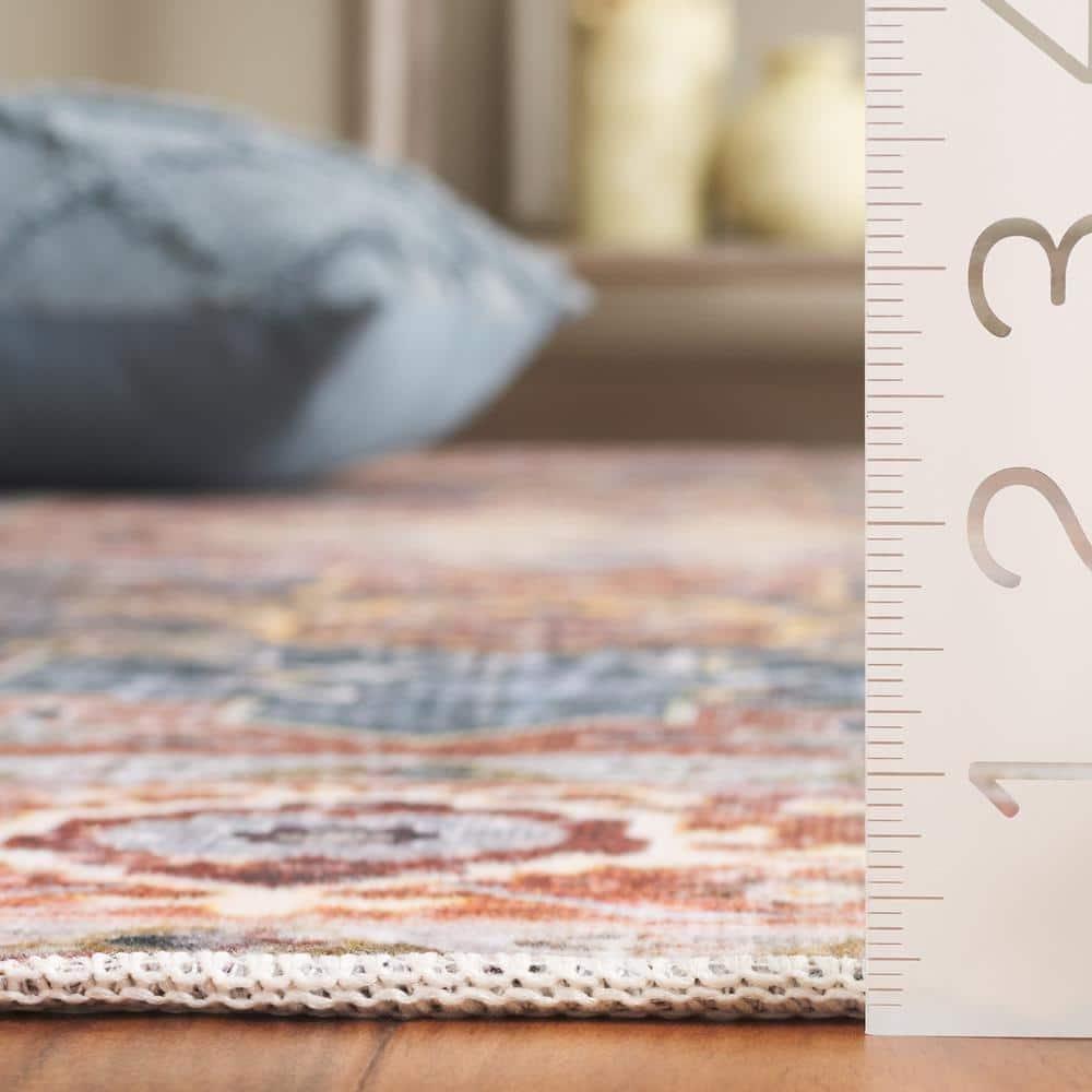 Arizona ARZ126 Power Loomed Machine Washable Area Rug - Rust/Blue Green - 4'x6' - Safavieh.