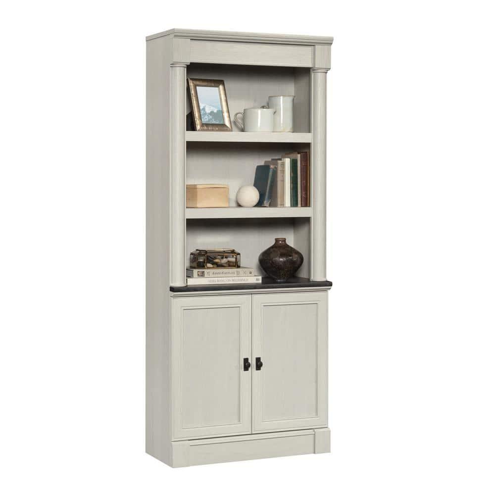 Sauder 71.85"Palladia Library with Doors Glacier Oak: Adjustable, Laminated, 5-Shelf Storage: Metal Hardware, MDF Frame