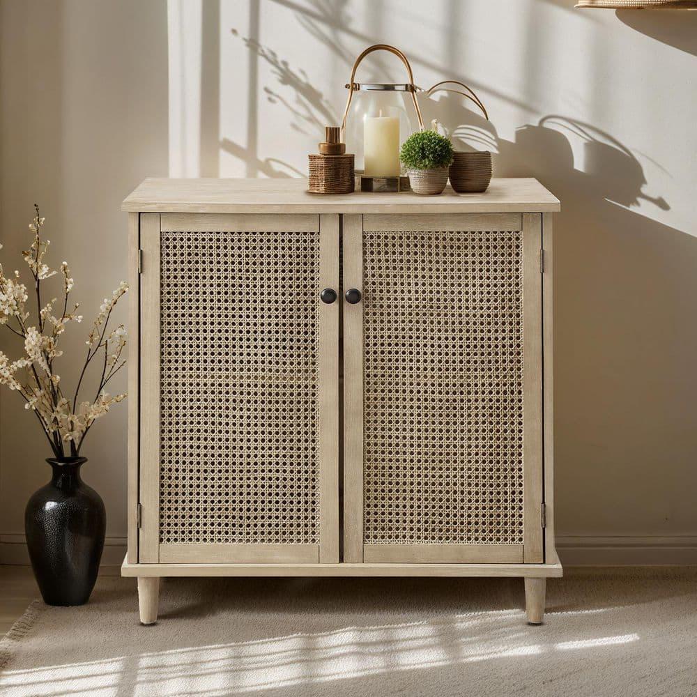Art Leon Cane Wicker Cabinet Sideboard, Natural