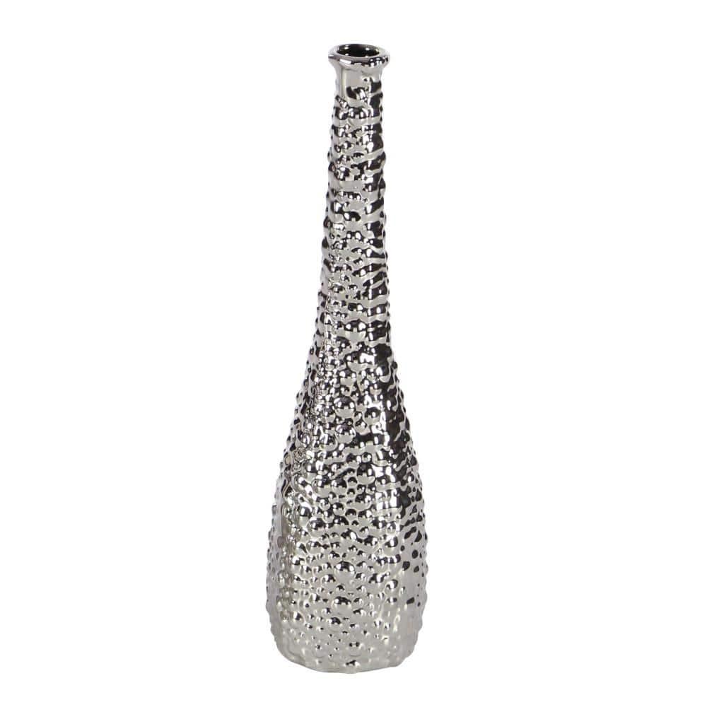 CosmoLiving by Cosmopolitan Ceramic Slim Textured Bottleneck Decorative Vase with Varying Patterns Set