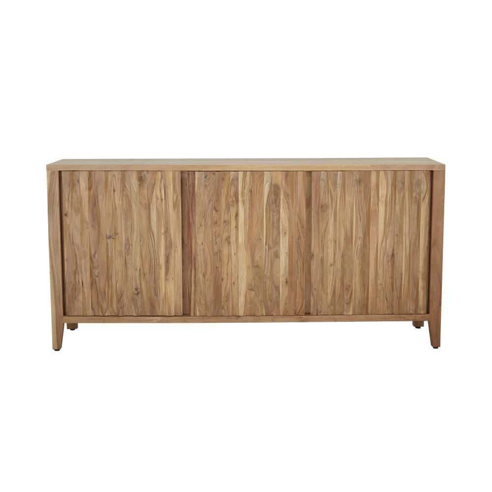 DecMode 72" x 34" Brown Wood 3 Door Geometric Cabinet, 1-Piece