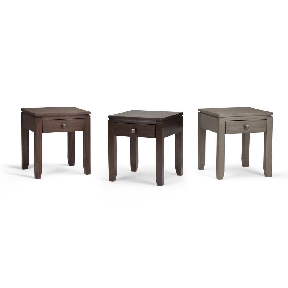 Simpli Home Cosmopolitan 18"W Solid Wood Contemporary Square End Table with Drawer
