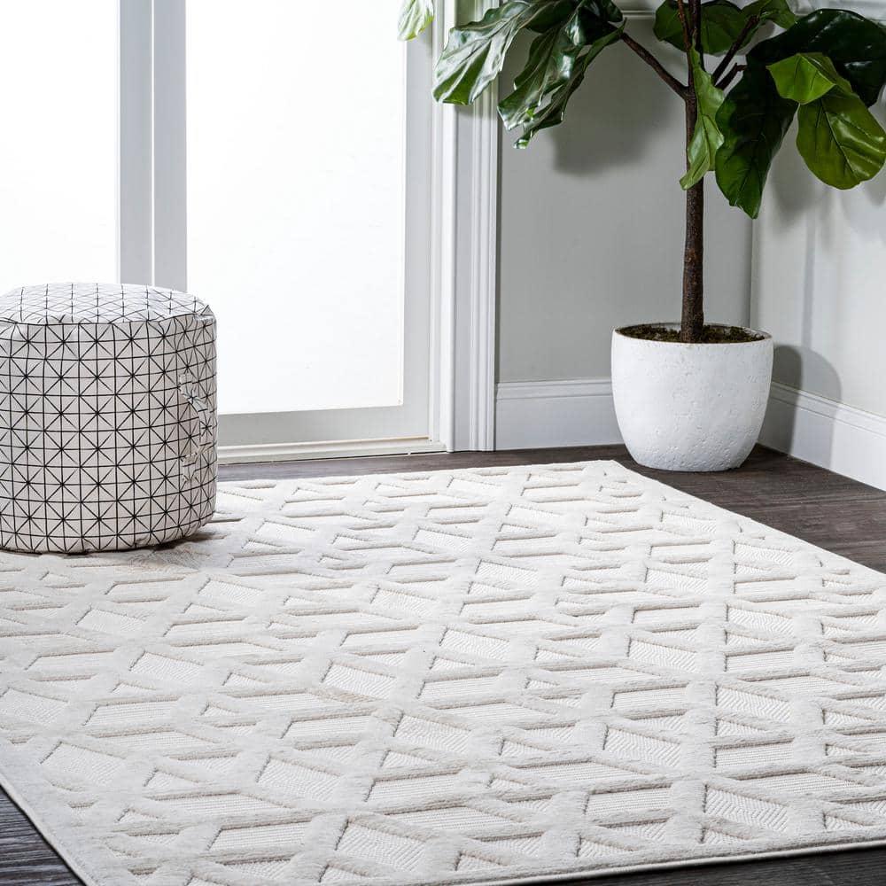 3'x5' Talaia Neutral Geometric Indoor/Outdoor Area Rug, Ivory - JONATHAN Y