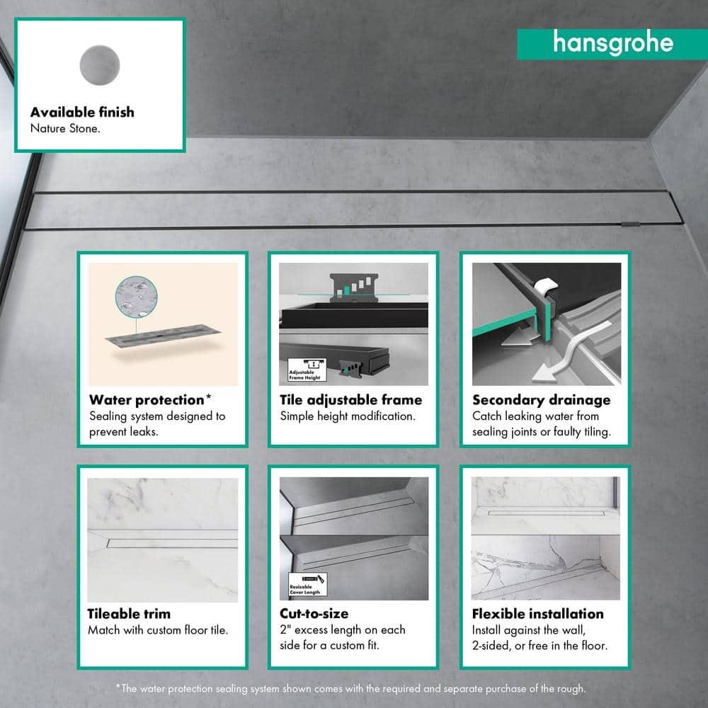 Rain Rock Trim Flex 35 1/4" Linear Grid Shower Drain