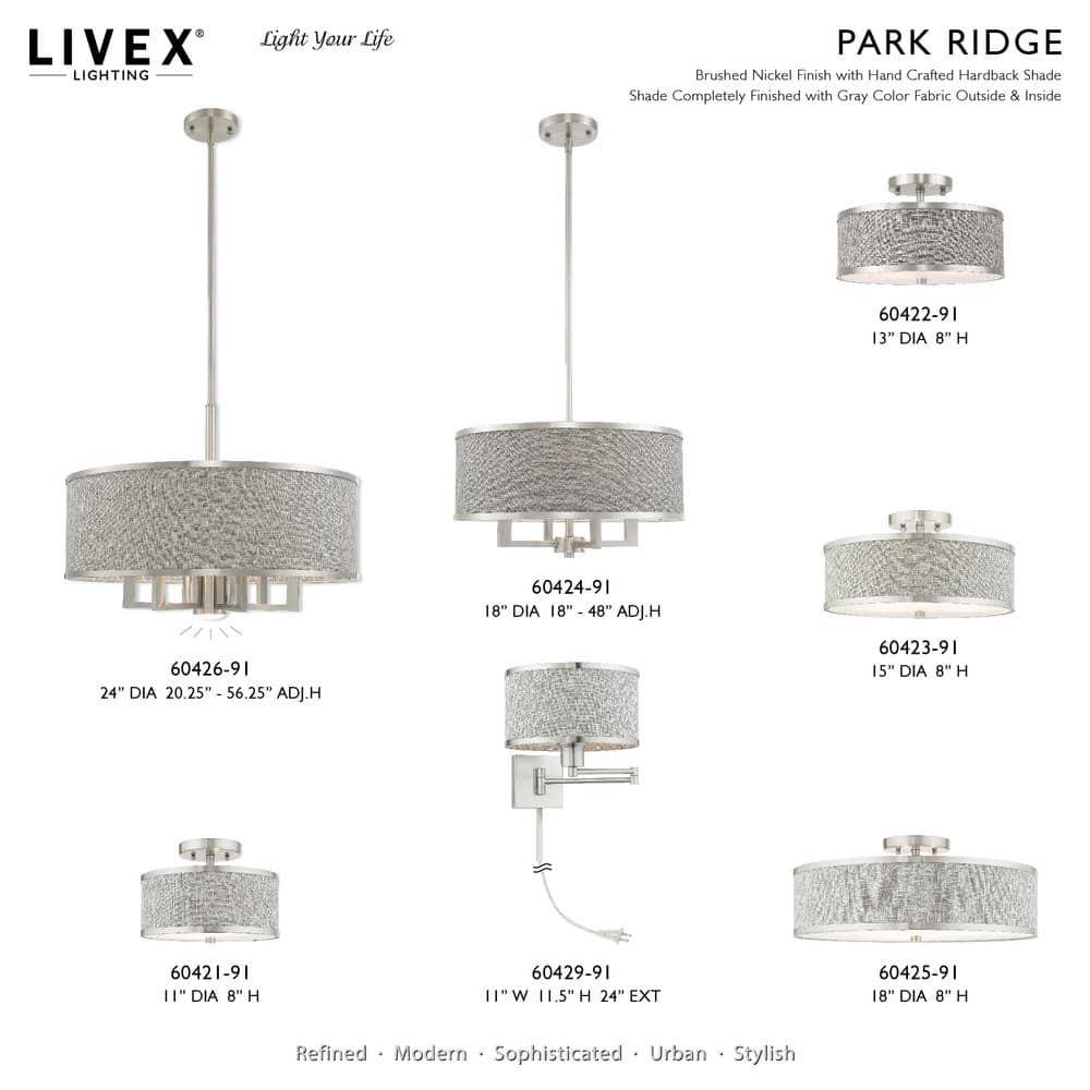 Livex Lighting Park Ridge 3 - Light Semi-Flush Mount in  Brushed Nickel