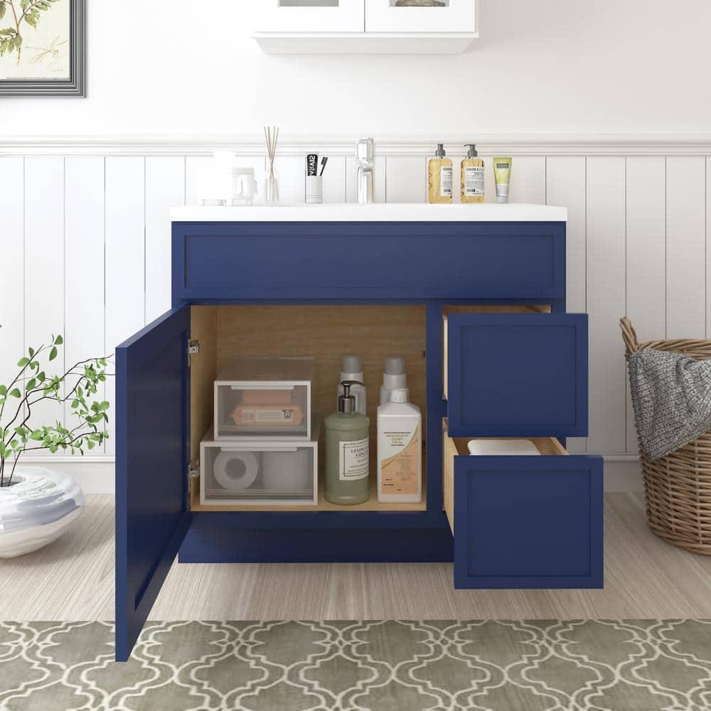 36" W Birch Plywood Freestanding Single Base 2 Drawers Storage Cabinet with Soft Close Door