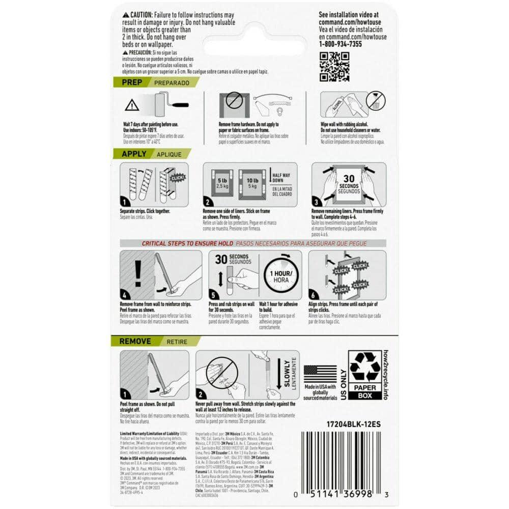 Command 12 Sets of Strips Picture Hanging Strips Value White: Plastic Adhesive Strip for Hanging Pictures Without Nails