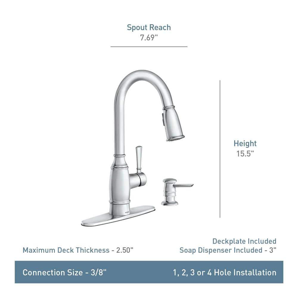 Moen 87791BRB Noell Pulldown Kitchen Faucet Mediterranean Bronze Finish