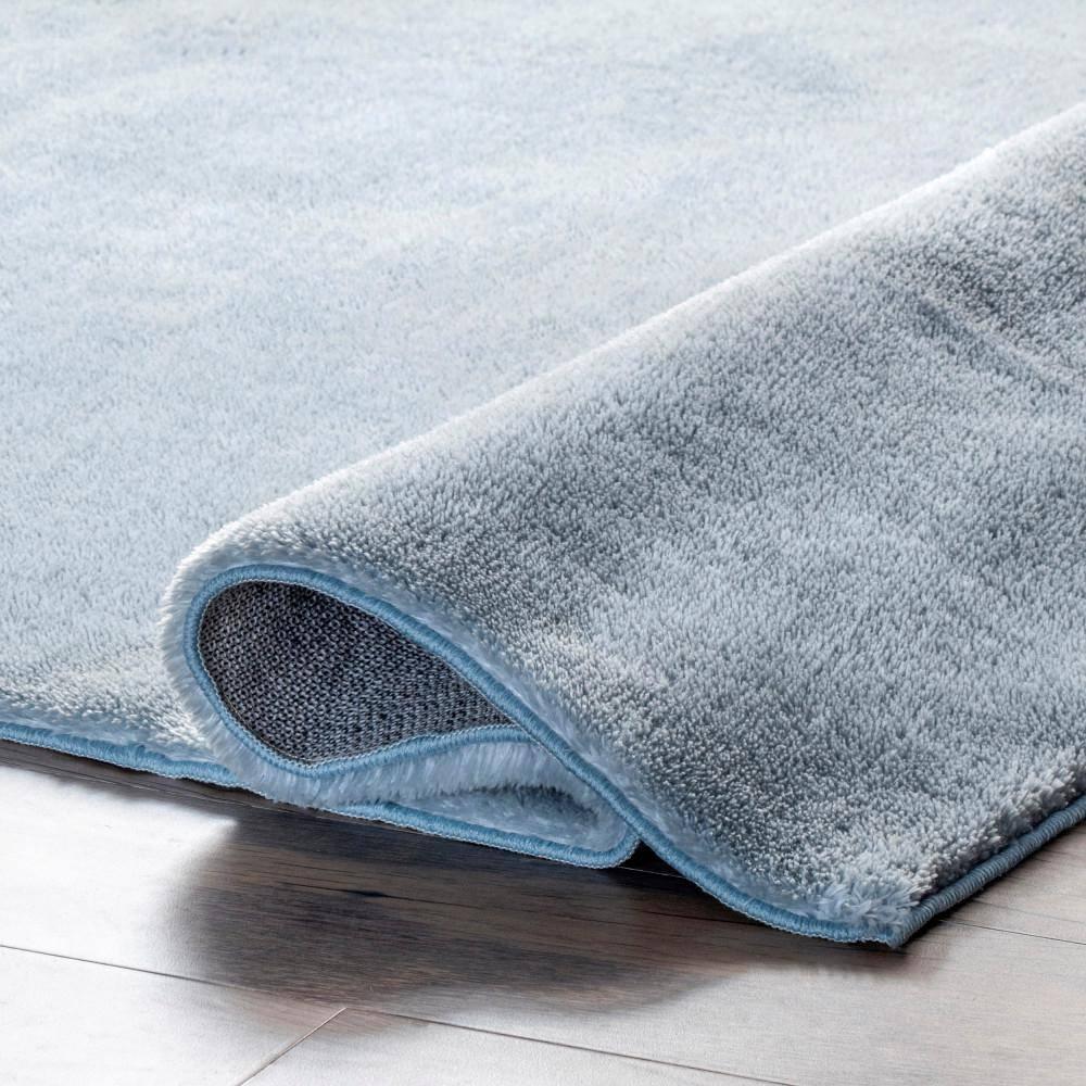 nuLOOM 3' x 5' Cozy Plush SuperiorWash Area Rug, Machine Washable, Non-Slip, Soft Fluffy Shag Carpet for Living Room Bedroom Nursery, Loni Light Blue