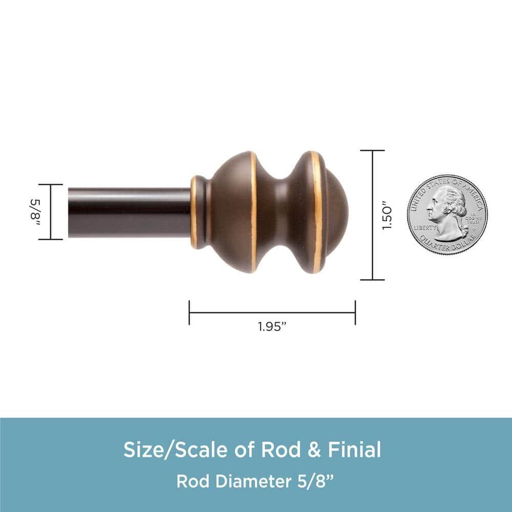 Kenney® Kendall 5/8" Standard Decorative Window Curtain Rod, 28-48", Oil Rubbed Bronze