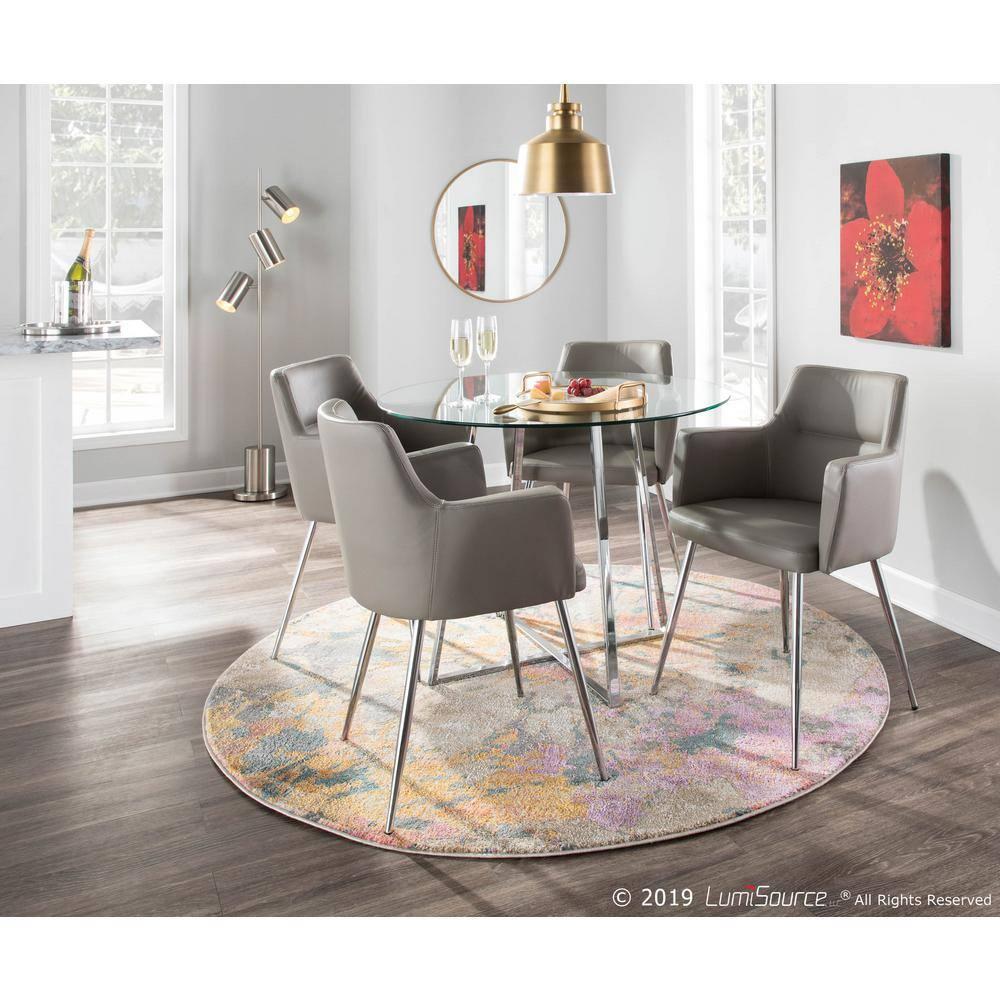 LumiSource Grey, Chrome Andrew Chair - Set of 2