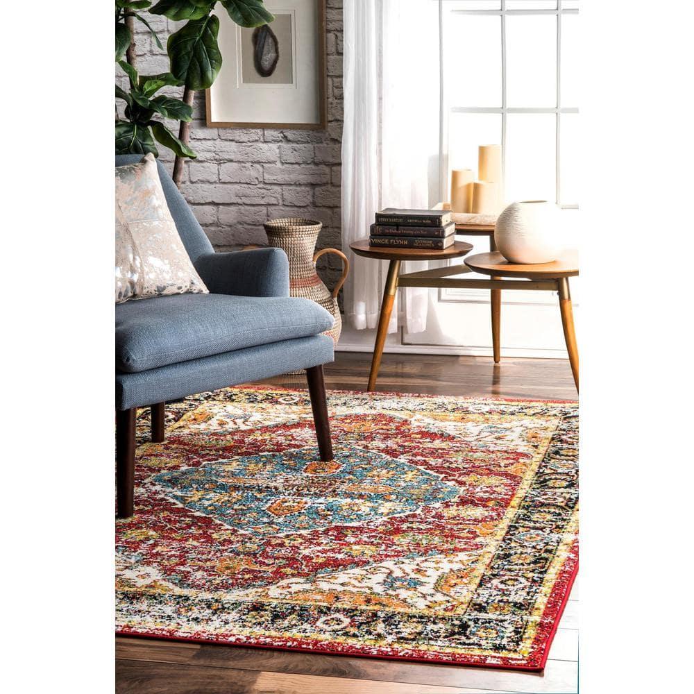 Nuloom Indoor/Outdoor Transitional Medallion Muriel Patio Area Rug, 4' x 6', Multi