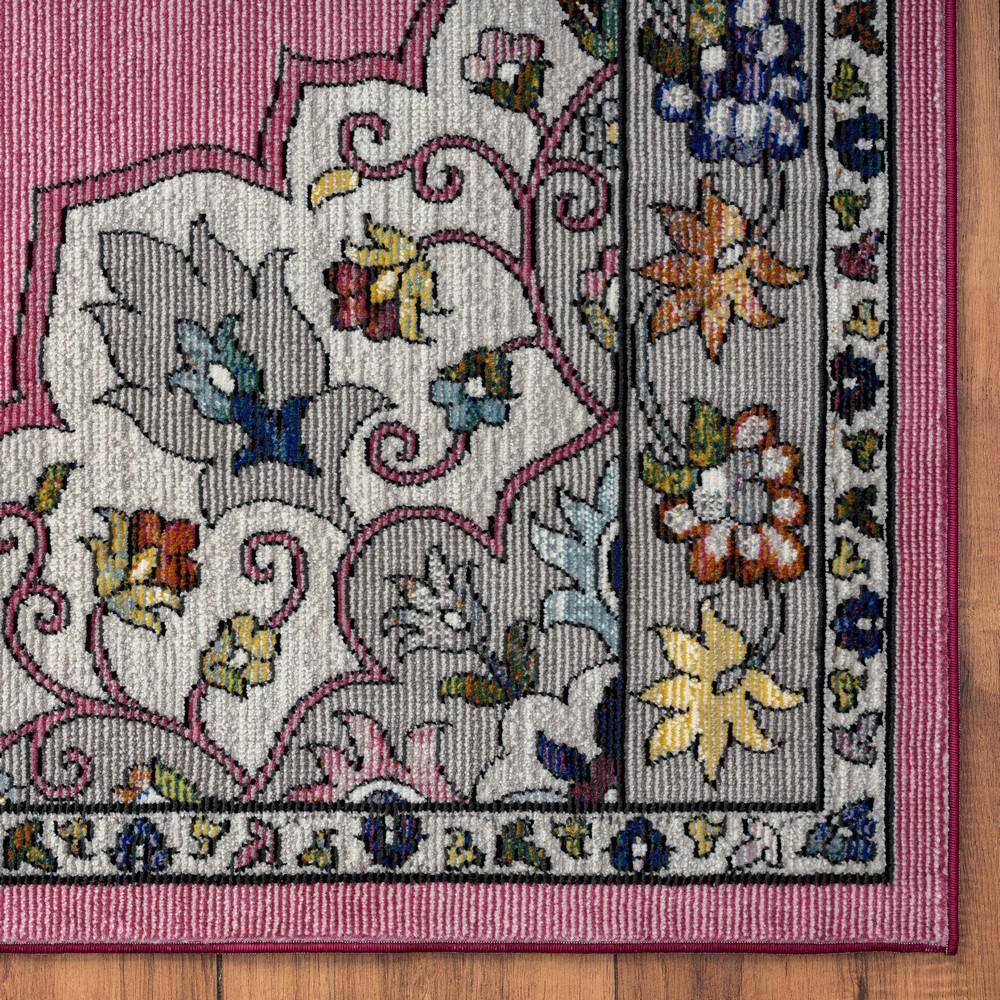 LR Home Ada 5' x 7'6" Pink Medallion Durable Indoor Area Rug
