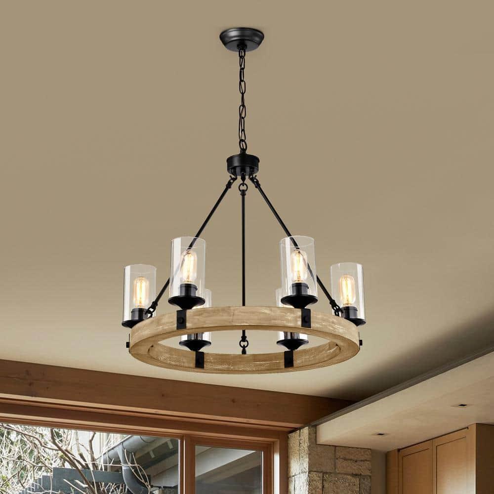 Three Posts™ Dahlia 6 - Light Dimmable Wagon Wheel Chandelier