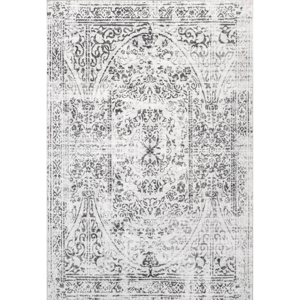 Nuloom Bess Persian Vintage Pet Friendly Machine Washable Area Rug, 4' x 6', Ivory