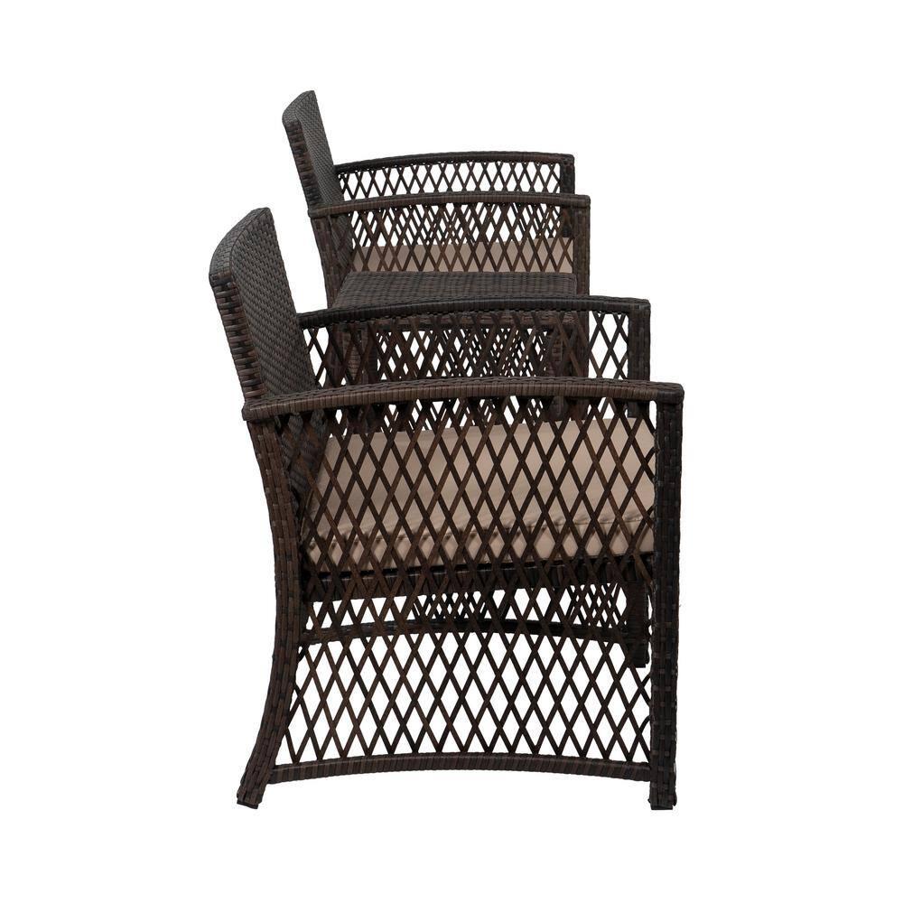 Polytrends Heritage Outdoor 3-piece Wicker Bistro Patio Set Coffee/Beige