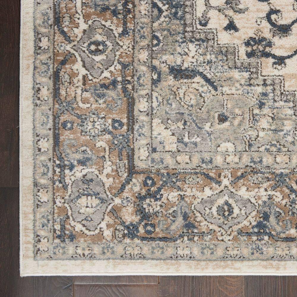 Nourison Concerto Center Medallion Indoor Rug Ivory Grey 2'2" x 12'