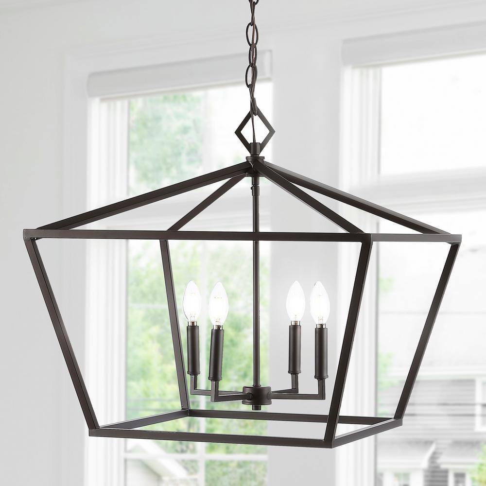 Gatsby 23" 4-Light Adjustable Iron Rustic Glam LED Pendant, Oil Rubbed Bronze