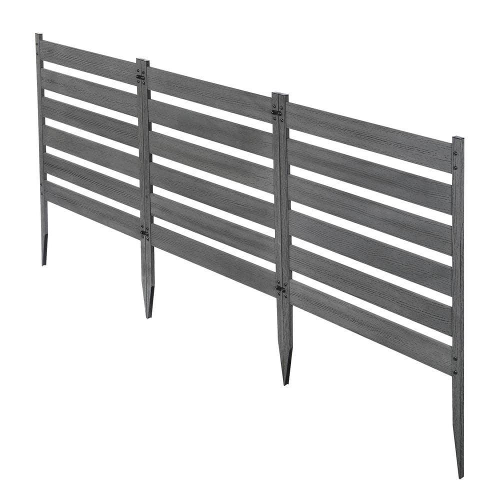Zippity Outdoor Products 26in H x 24in W (3 Panels) No Dig Zippity Maui Fence Kit, Charcoal Color WoodTek Vinyl Fence Panel, Temporary Outdoor Border for Garden, Easy Install DIY Fence for Backyard, Patio, & Deck, ZP19066