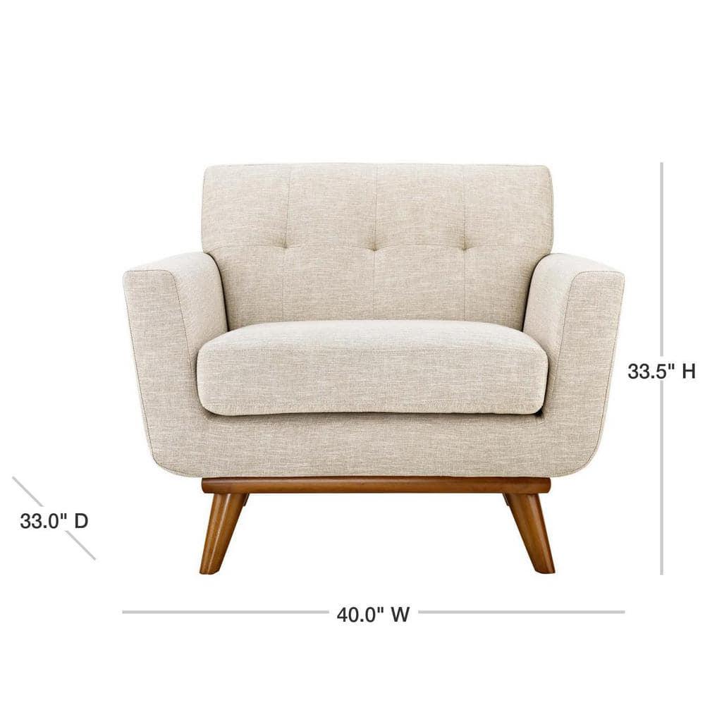 Engage Upholstered Armchair Beige - Modway: Comfortable Seating, Tufted Back, Wood Legs