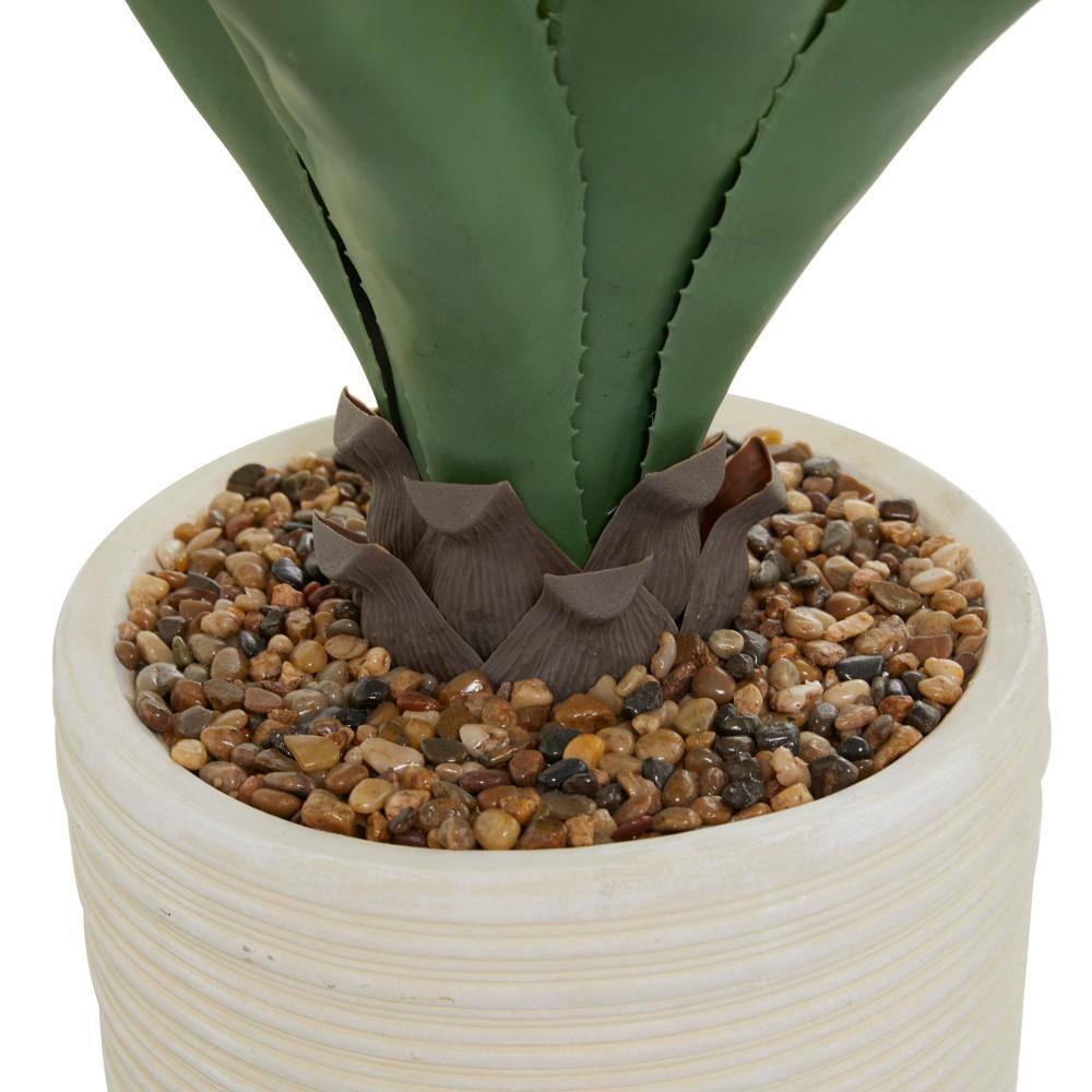 DecMode 31" Artificial Agave Plant in Realistic Leaves and Beige Ceramic Pot