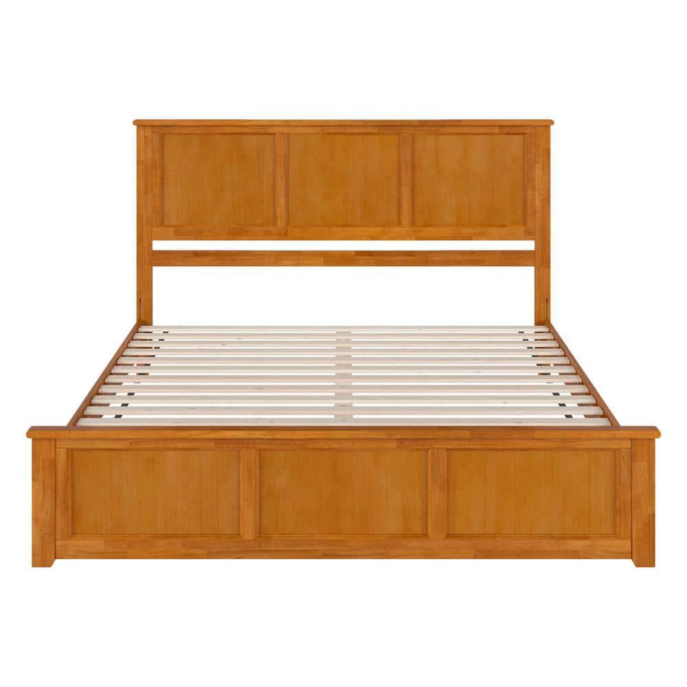 AFI Charlotte King Wood Low Profile Platform Bed with Matching Footboard, Light Toffee