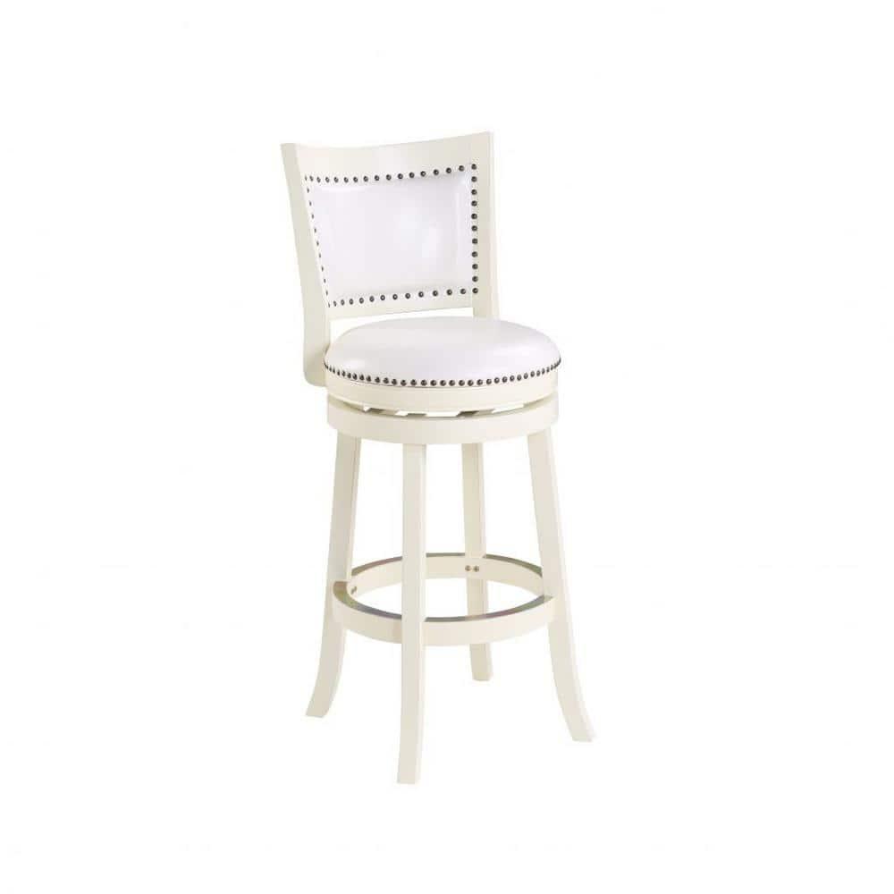 Boraam Bristol 29in. High Back Swivel Wood Kitchen Bar Stool - Buttermilk