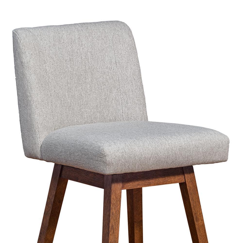 Armen Living Basila Wood Finish with Fabric Swivel Counter Height Barstool Brown Oak/Taupe