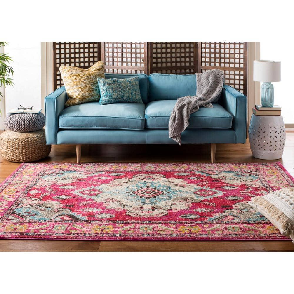 Monaco MNC243 Power Loomed Indoor Area Rug - Pink/Multi - 9'x12' - Safavieh
