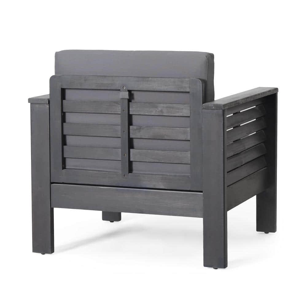 Lithonia Acacia Wood Outdoor Club Chairs with Cushions, Set of 2, Dark Gray