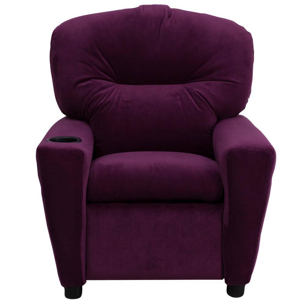 Flash Furniture Chandler Contemporary Purple Microfiber Kids Recliner with Cup Holder