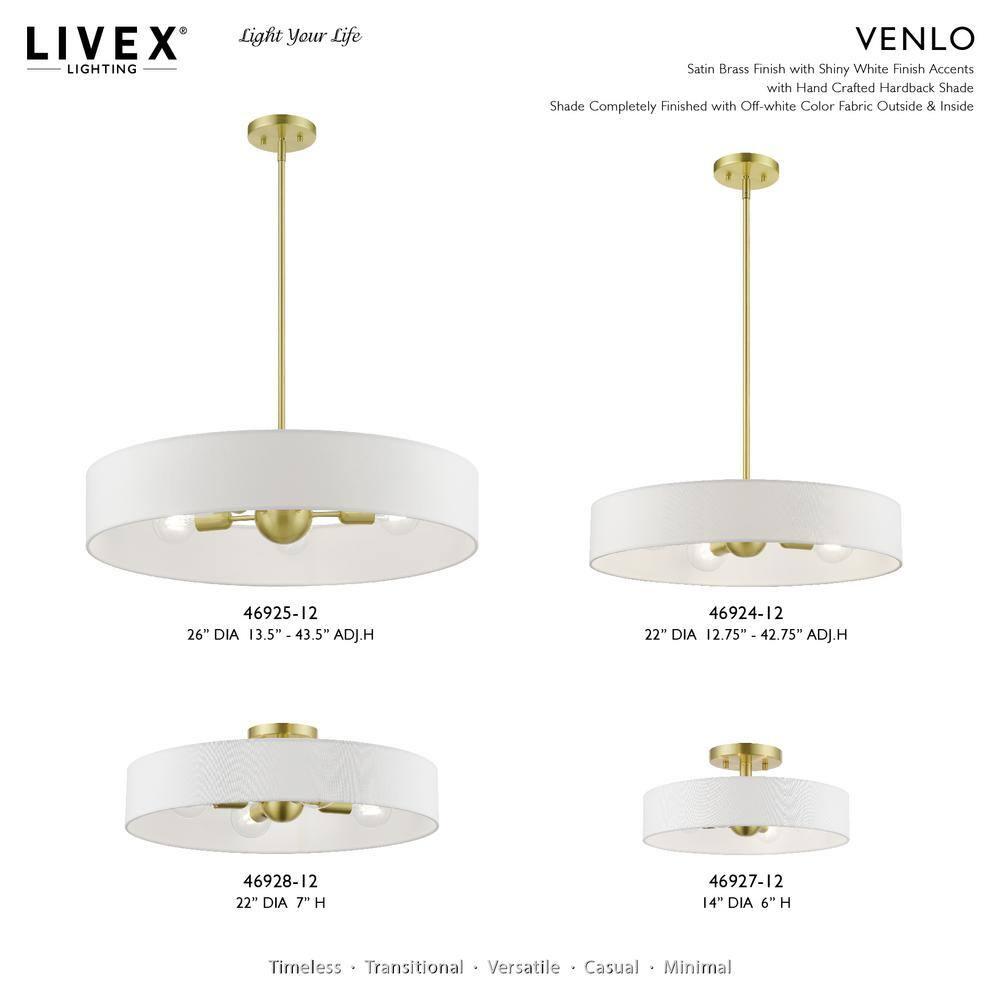 Livex Lighting Venlo 4 - Light Pendant in  Satin Brass/Shiny White