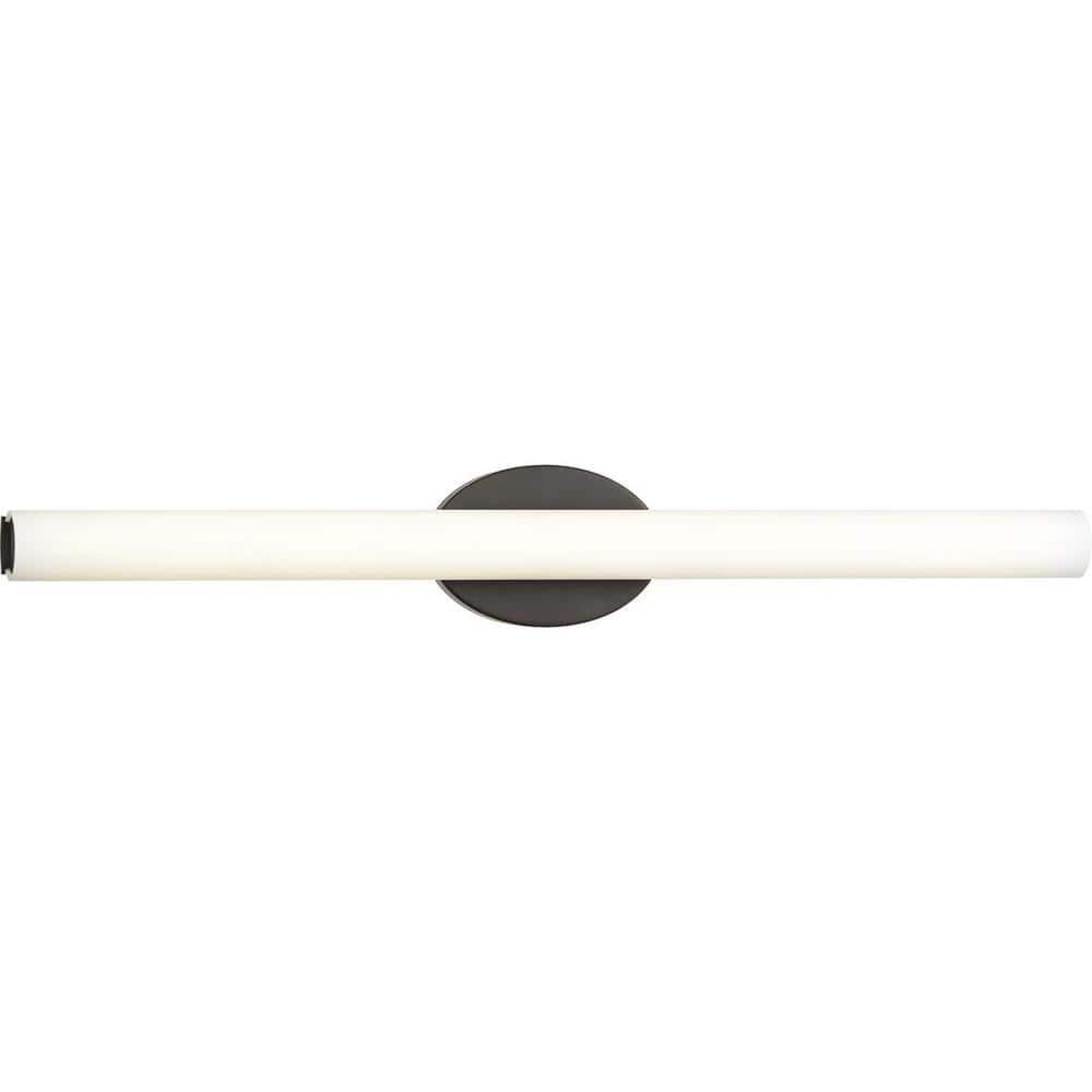 Progress Lighting Parallel Collection 1-Light LED Bath Vanity Fixture, Architectural Bronze, Tubular Opal Glass Shade