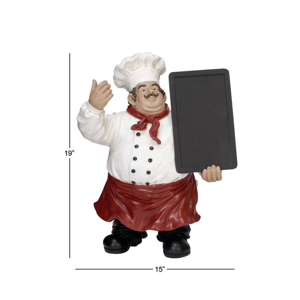 15" x 19" Multi Colored Polystone Chef Sculpture with Chalkboard, by DecMode