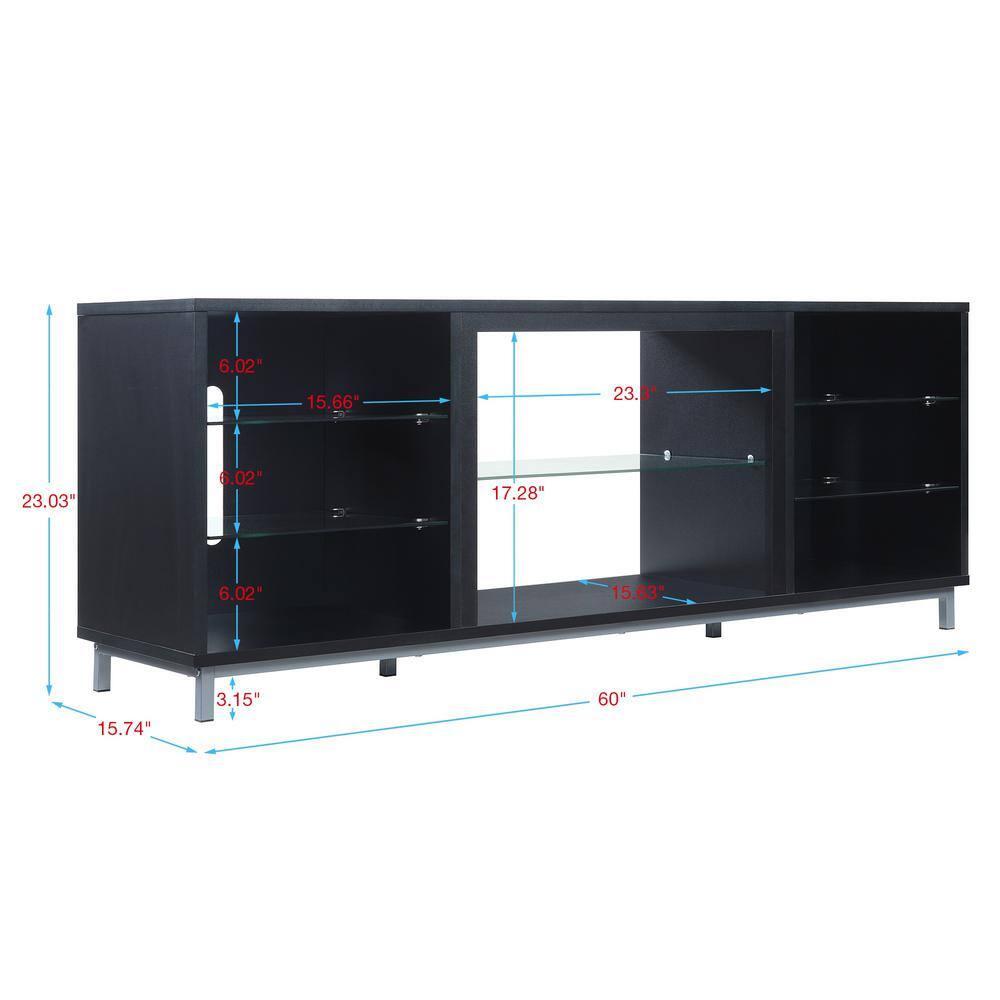 Manhattan Comfort Brighton Wood TV Stand for TVs up to 56" in Black