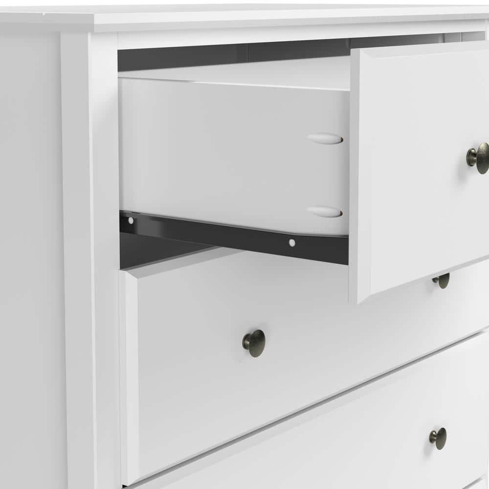 Camaflexi Shaker Style Solid Wood 5-Drawer Bedroom Chest in White