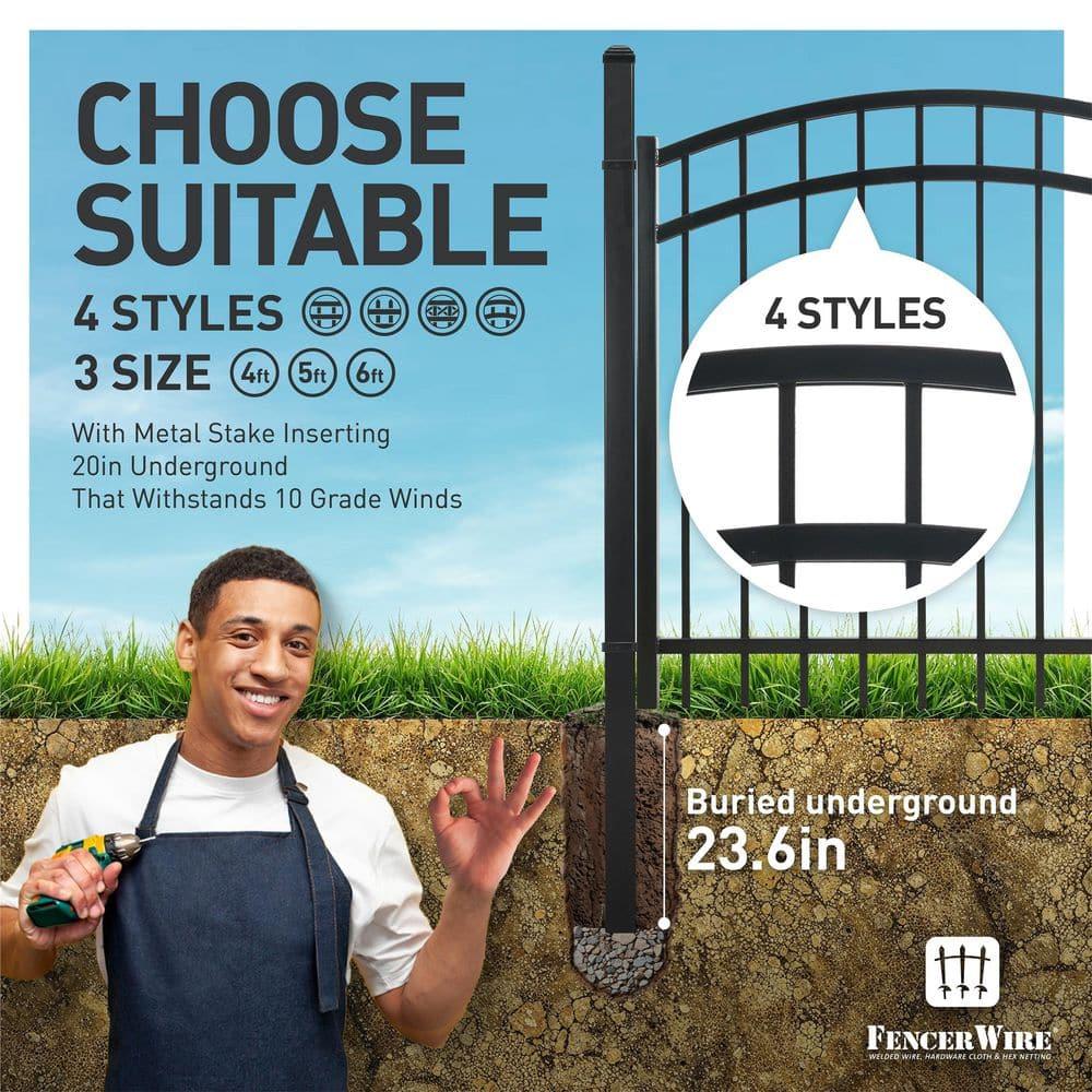 Fencer Wire Fencer Wire Heavy Duty 4/ 5/ 6FT H X 4FT W Arched Decorative Fence Gate with Gate Lock