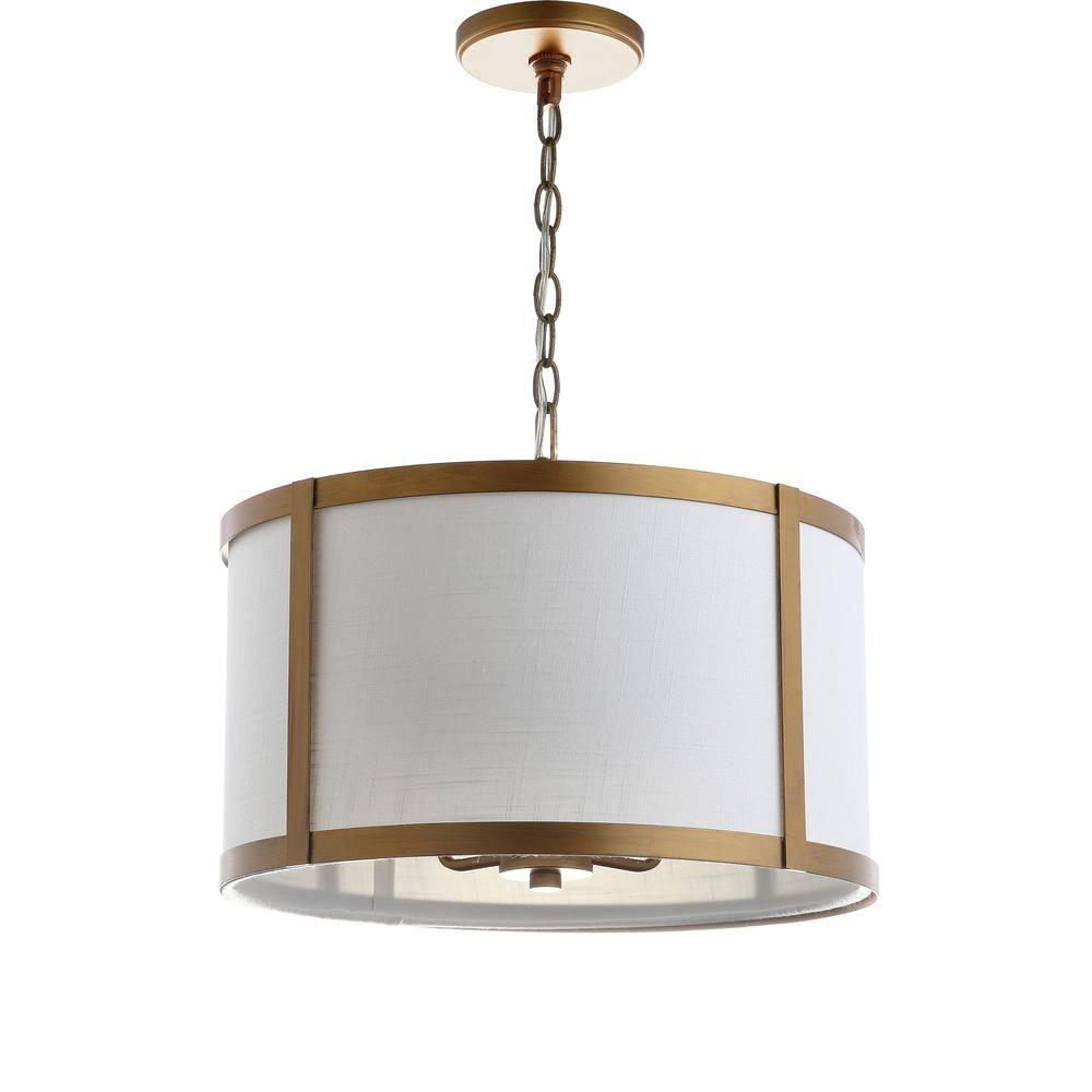 Thatcher 17" Metal LED Pendant Light, Gold/White