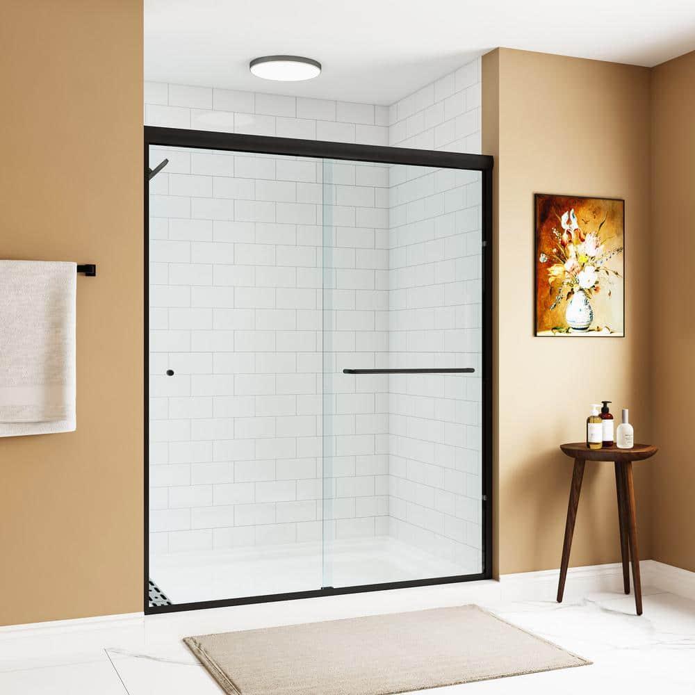 55" - 59" W x 72" H Double Sliding Semi-Frameless Shower Door