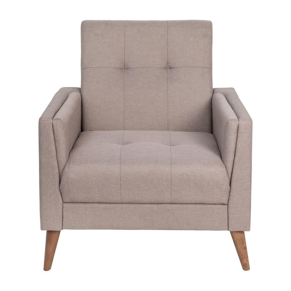 Taylor & Logan Cormac Armchair Taupe: Linen Upholstery, French Seam, Extended Seat, Wood Frame