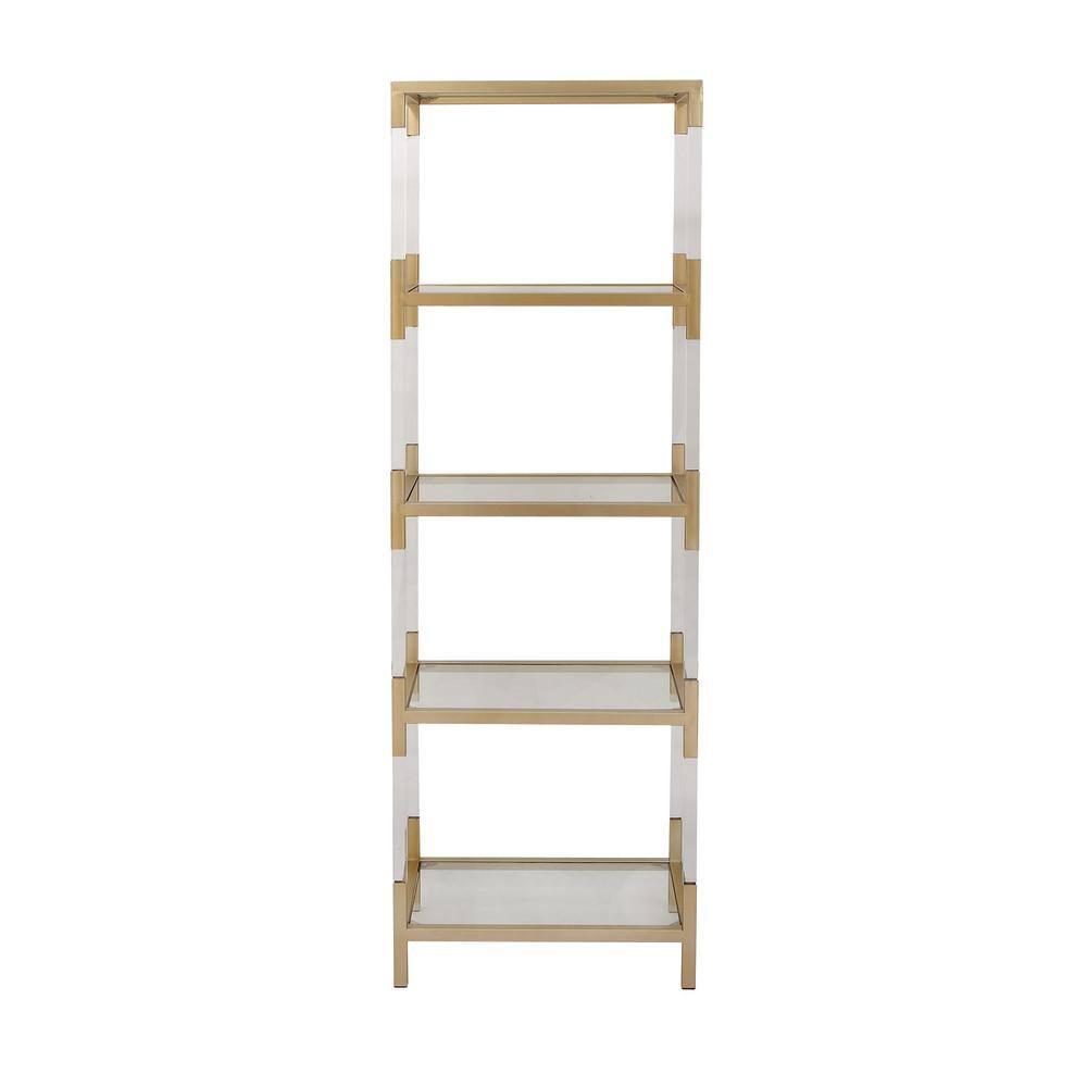 69" Metal and Acrylic Bookcase Gold - Olivia & May: No Assembly, 5 Fixed Shelves