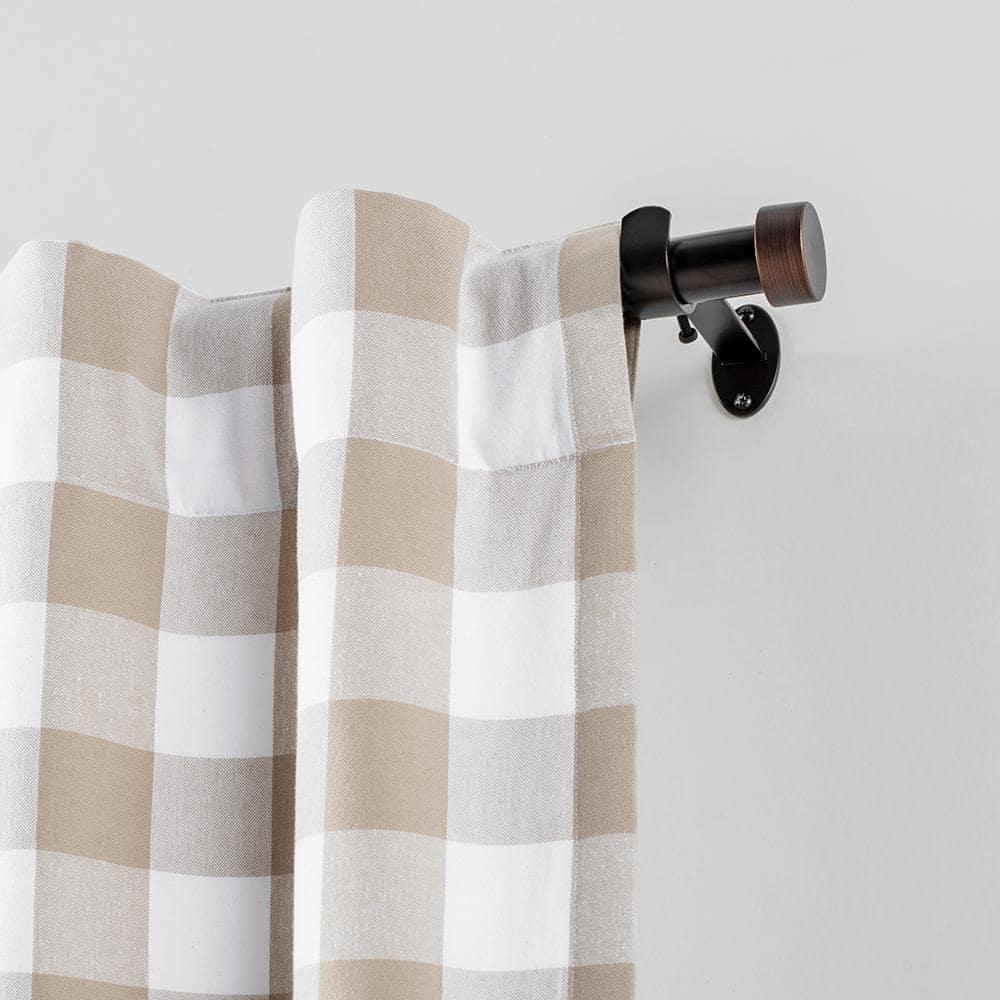 Serena 1" Window Drapery Single Curtain Rod with Contemporary Finial - 120" - Antique Bronze - Elrene Home Fashions