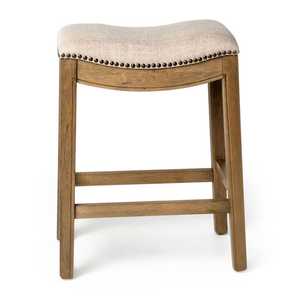 Maven Lane Maven Lane Adrien Backless Saddle Kitchen Stool with Fabric Upholstery