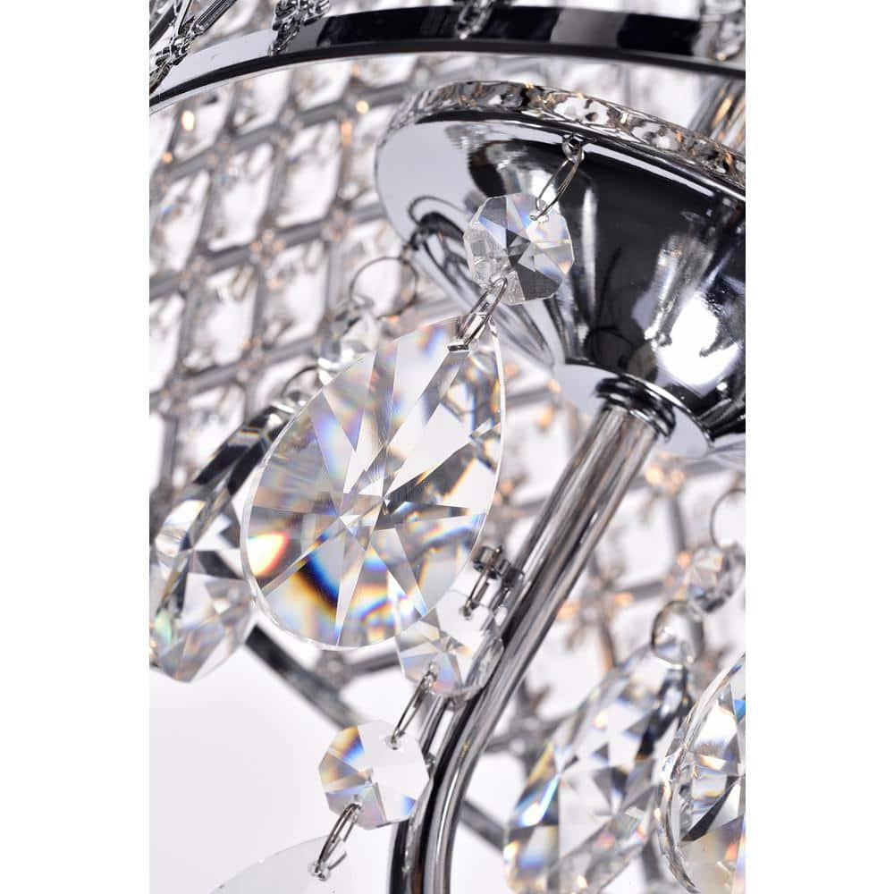 Chrome and Crystal 4-Light Drum Chandelier with Beaded Shade