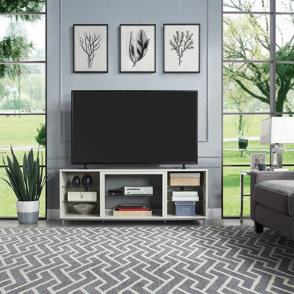 Brighton TV Stand for TVs up to 56" Beige - Manhattan Comfort: MDF Media Console with Cable Management