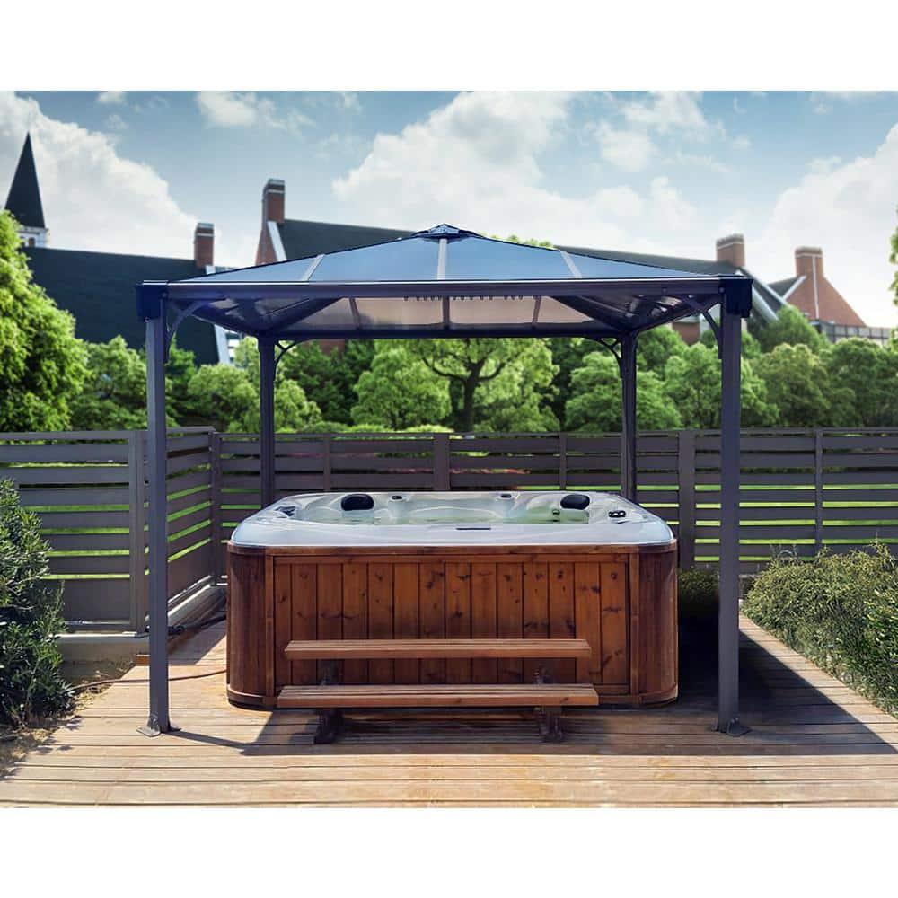 Canopia Palram - Canopia Palermo 10' X 10' Aluminum Hardtop Gazebo With Polycarbonate Roof Panels Durable Outdoor Patio Shelter Gray/Bronze