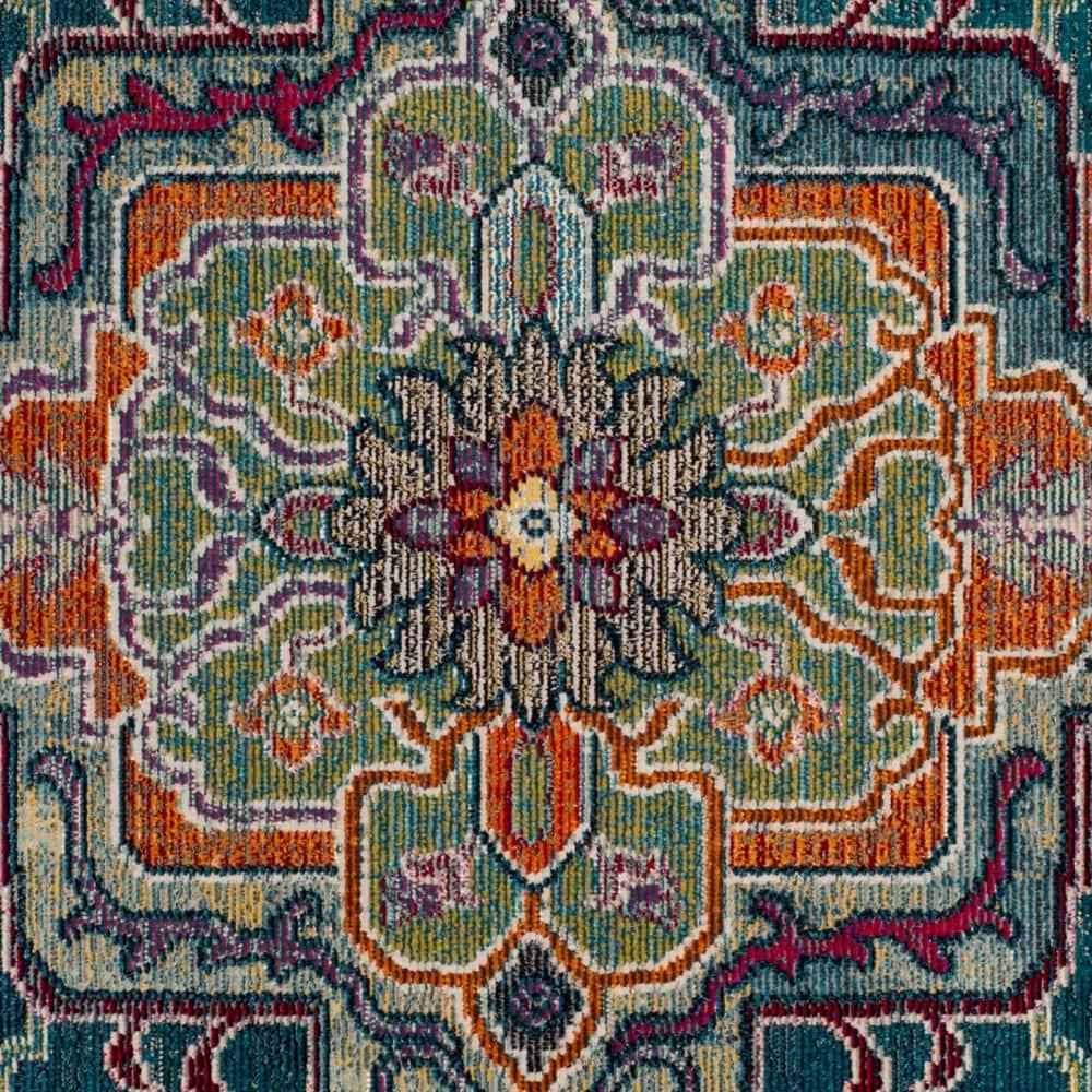 Crystal CRS501 Loomed Indoor Area Rug - Teal/Rose - 5'x8' - Safavieh