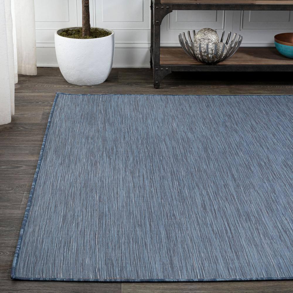 8'x10' Ethan Modern Flatweave Solid  Area Rug, Blue - JONATHAN Y